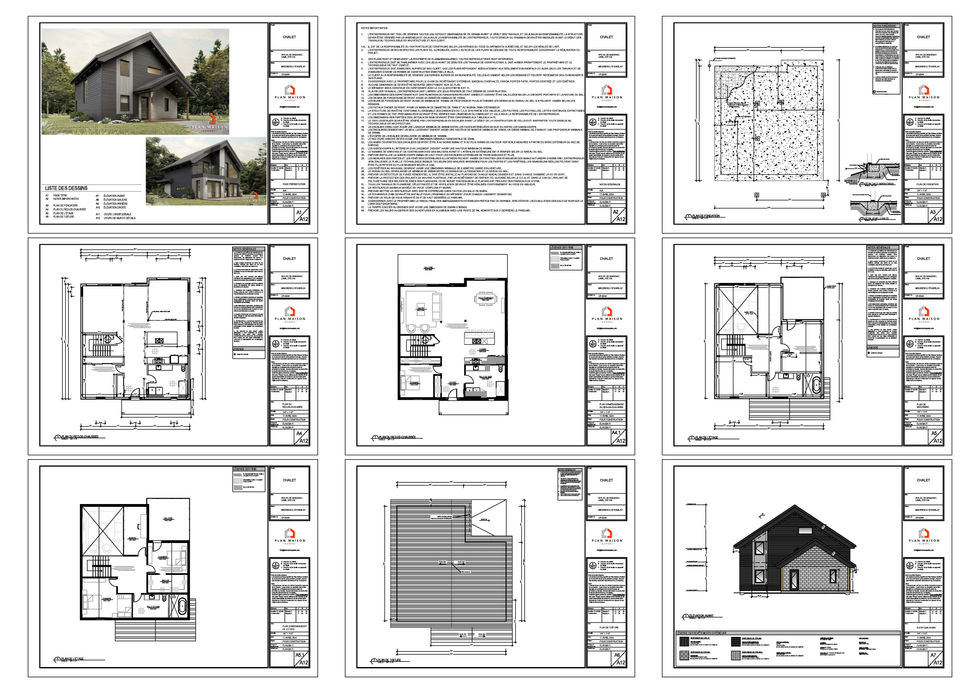 Plan intérieur d’un chalet moderne à plafond cathédral