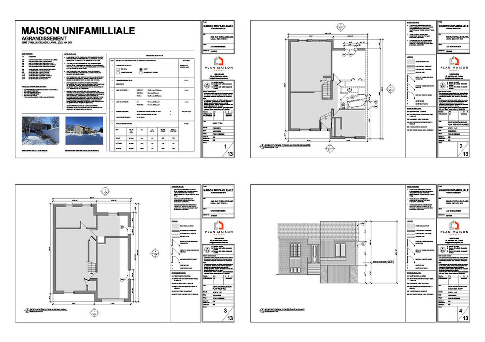Plan sous-sol avec extension et nouvelle fondation