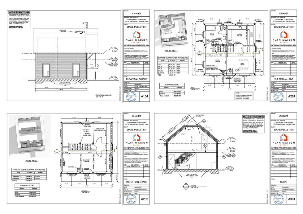 Plan de chalet avec mezzanine et balcon plan rez-de-chaussée aire ouverte