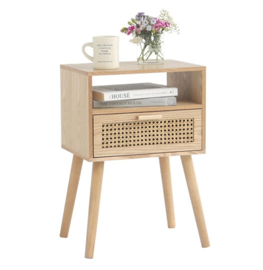 Modern Nightstand Rattan Side Table