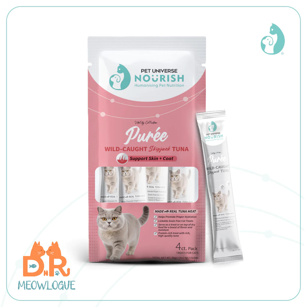 NOURISH Cat Wild-Caught Skipjack Tuna Puree Sticks For Skin Coats (14g x 4 Pcs)