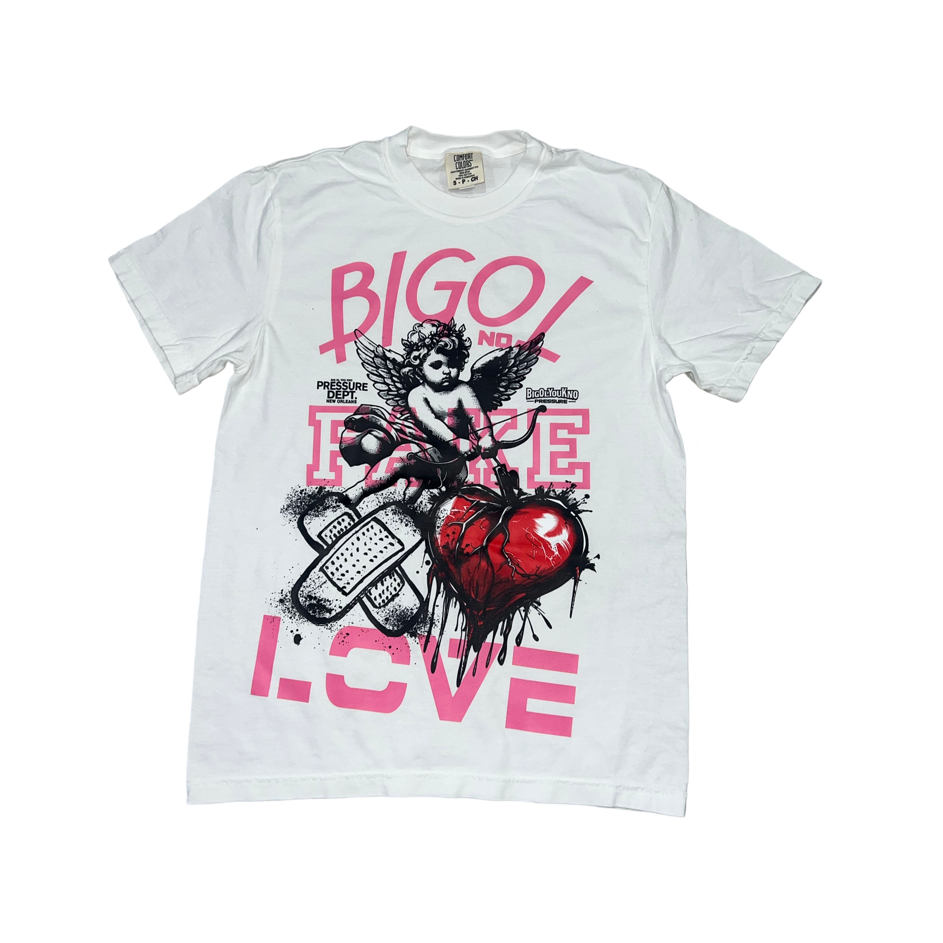 NO FAKE LOVE SHORT white n pink 