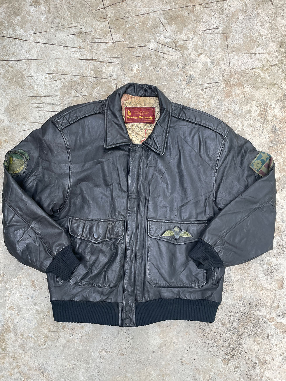 VINTAGE COOPER A2 BLACK LEATHER FLIGHT BOMBER JACKET