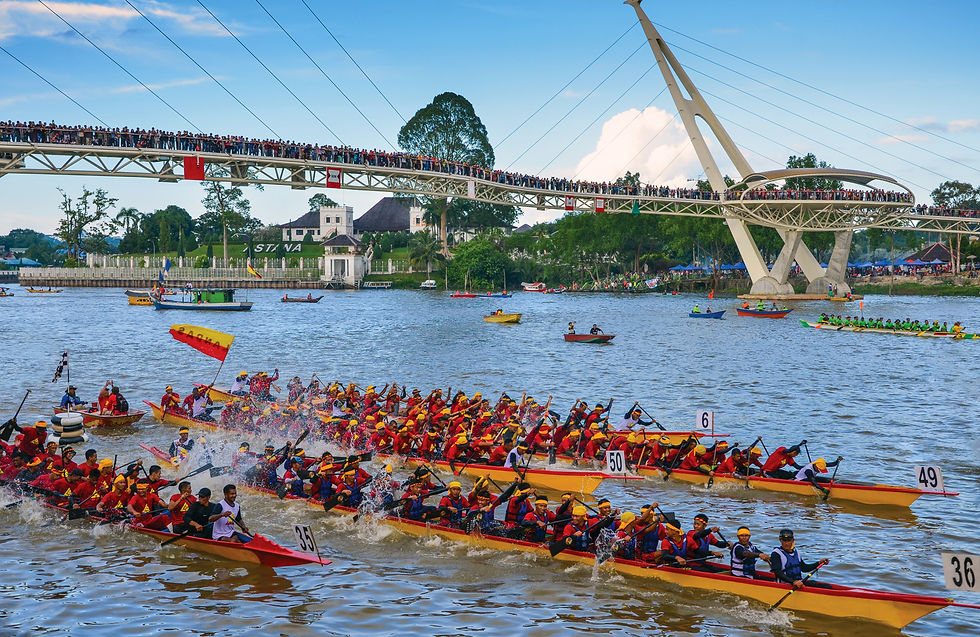 Boat race, Regatta, River, Kuching Waterfront, Darul Hana Bridge