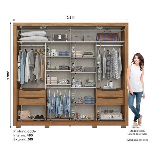 Miniatura: Guarda Roupa Medelin 02 Portas Deslizantes com Espelho