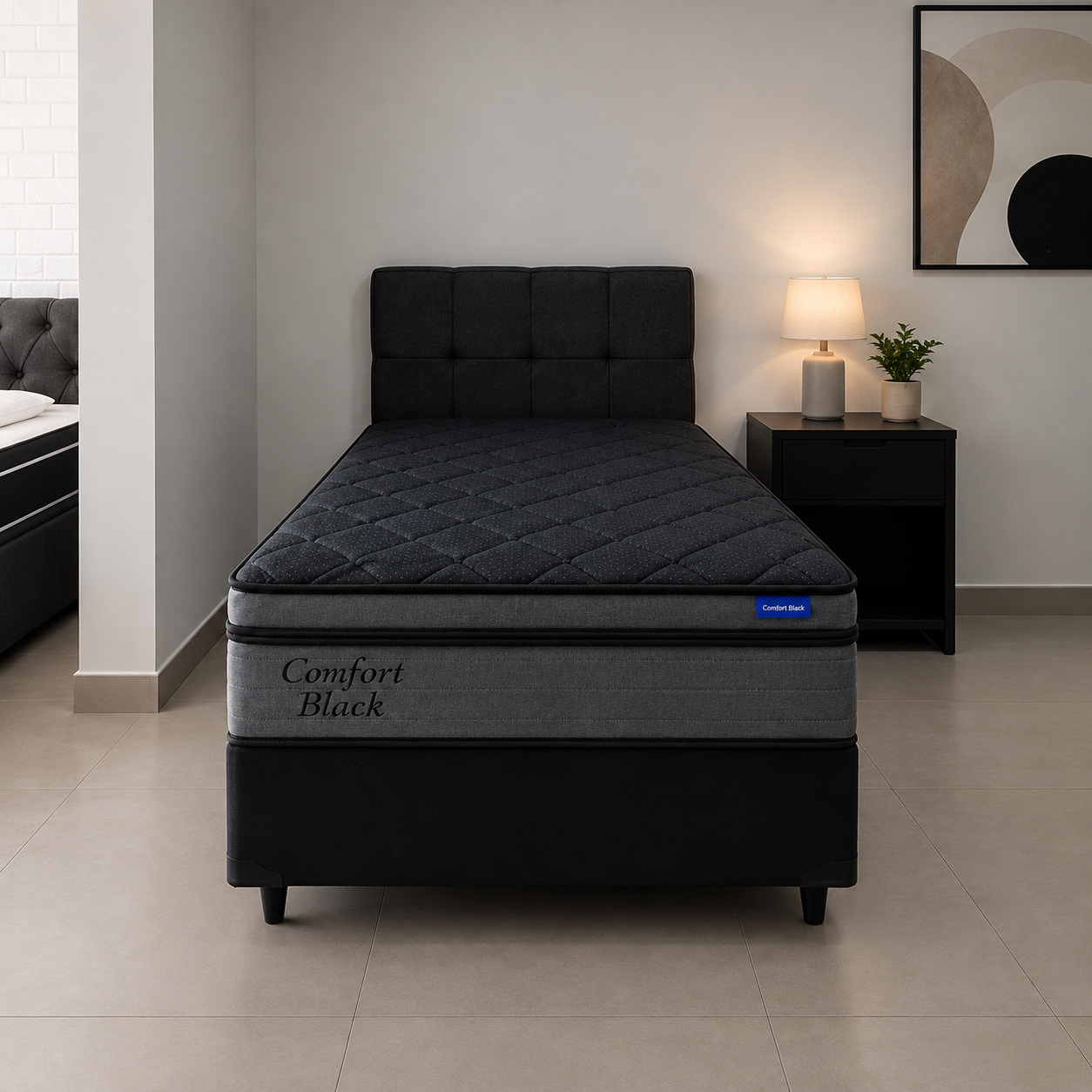 Conjunto Box SOLTEIRO Confort Black ORTOBOM