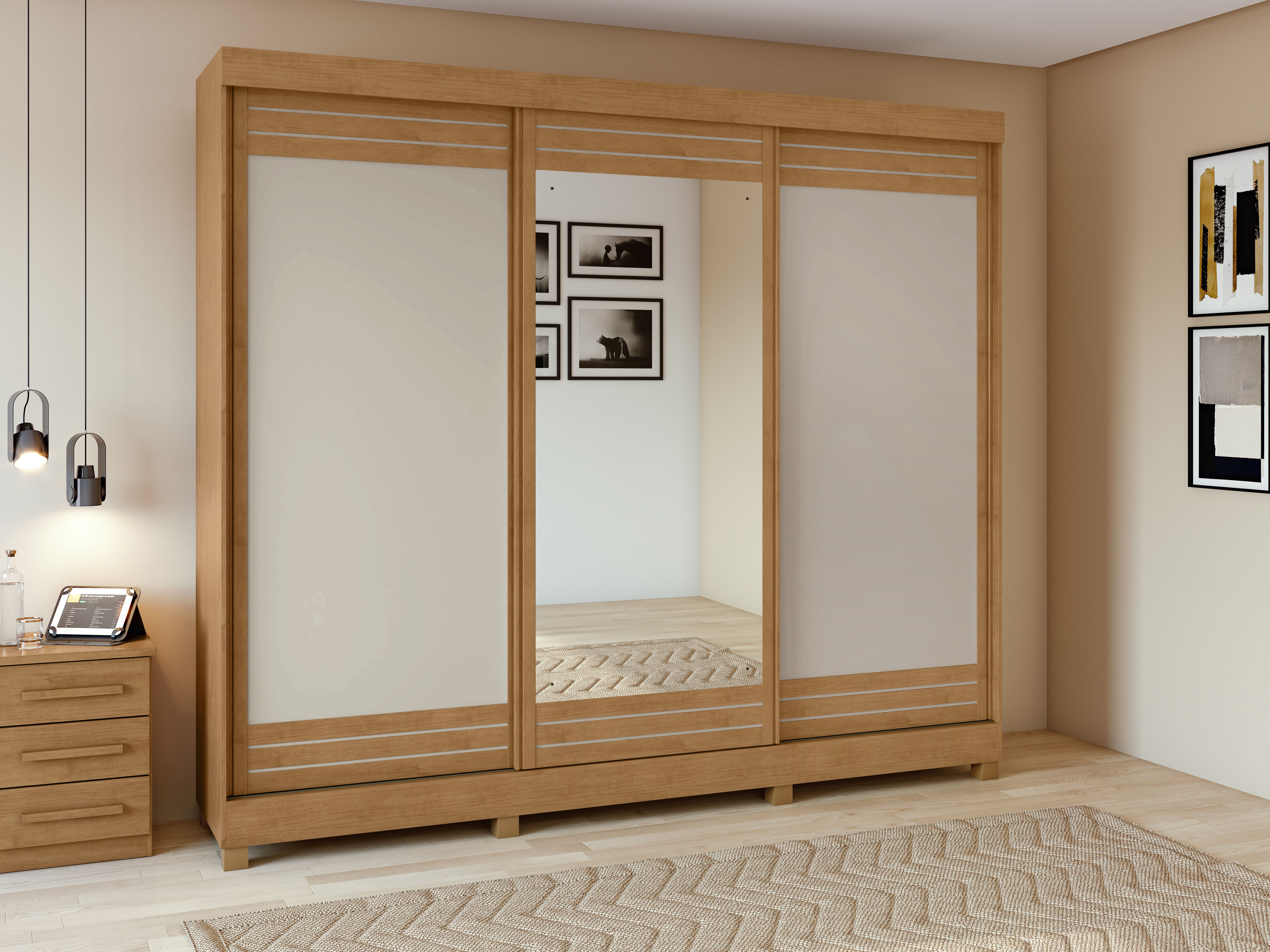 Roupeiro Nice Flex 3 Portas com Espelho