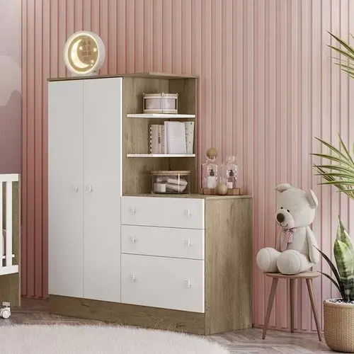 Miniatura: Quarto de Bebê Completo Roupeiro/Cômoda e Berço Doce Sonho