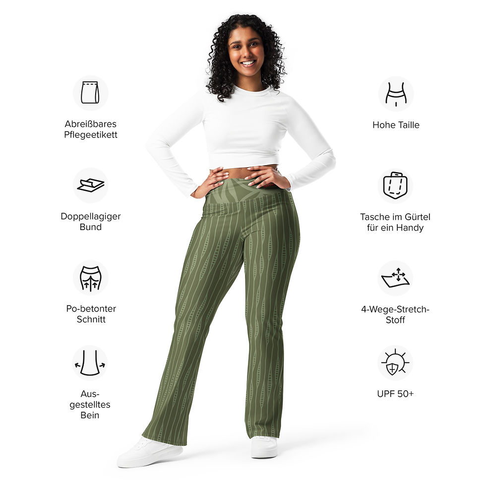 Thumbnail: Khaki-Green Pivot Flare Leggings by Dbysal