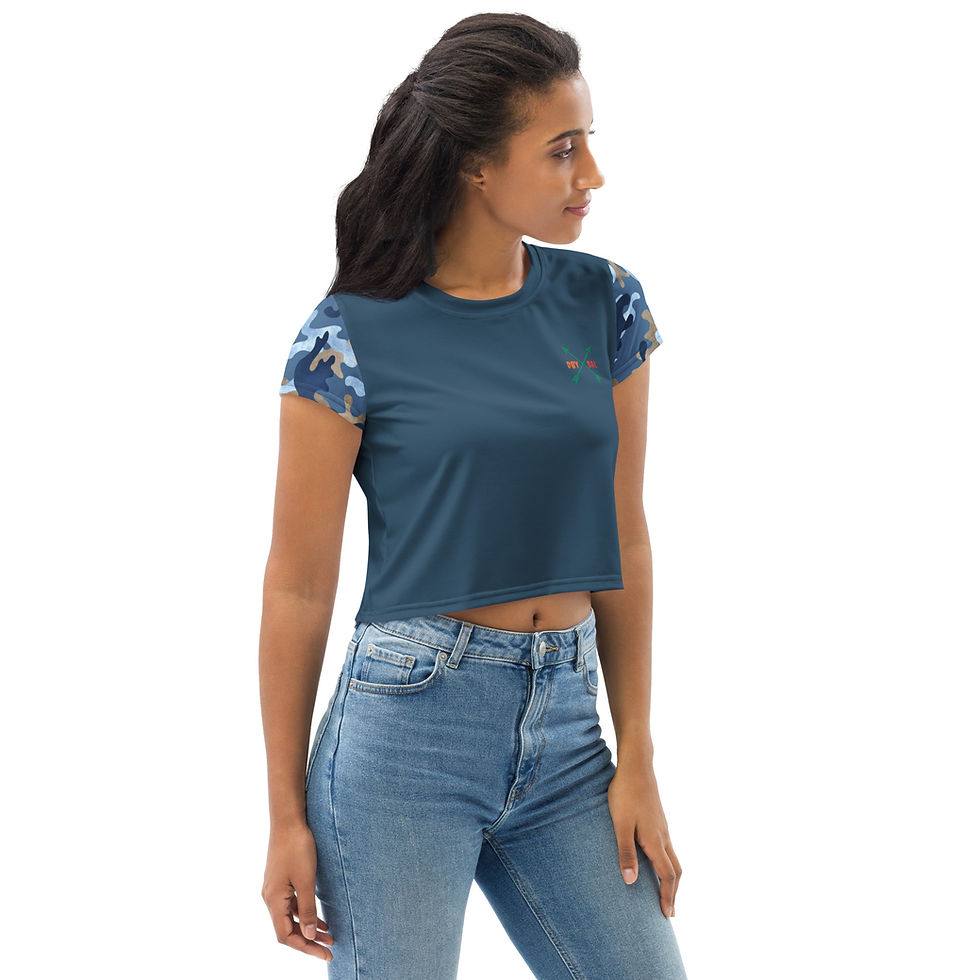 Thumbnail: Blue Camo Sleeves Crop Top by Dbysal