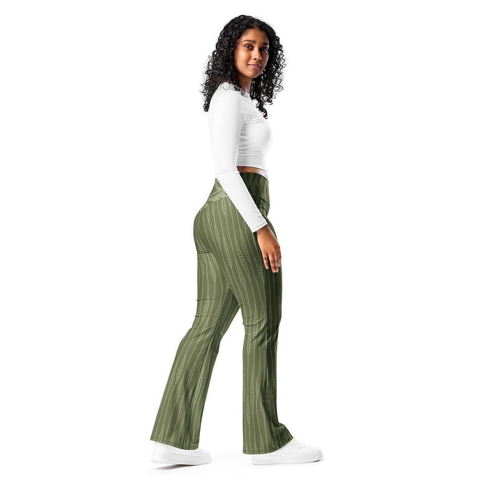 Thumbnail: Khaki-Green Pivot Flare Leggings by Dbysal