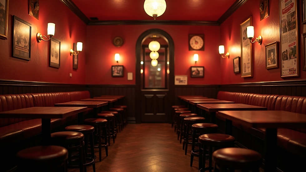 Eye-level view of a cozy comedy club interior