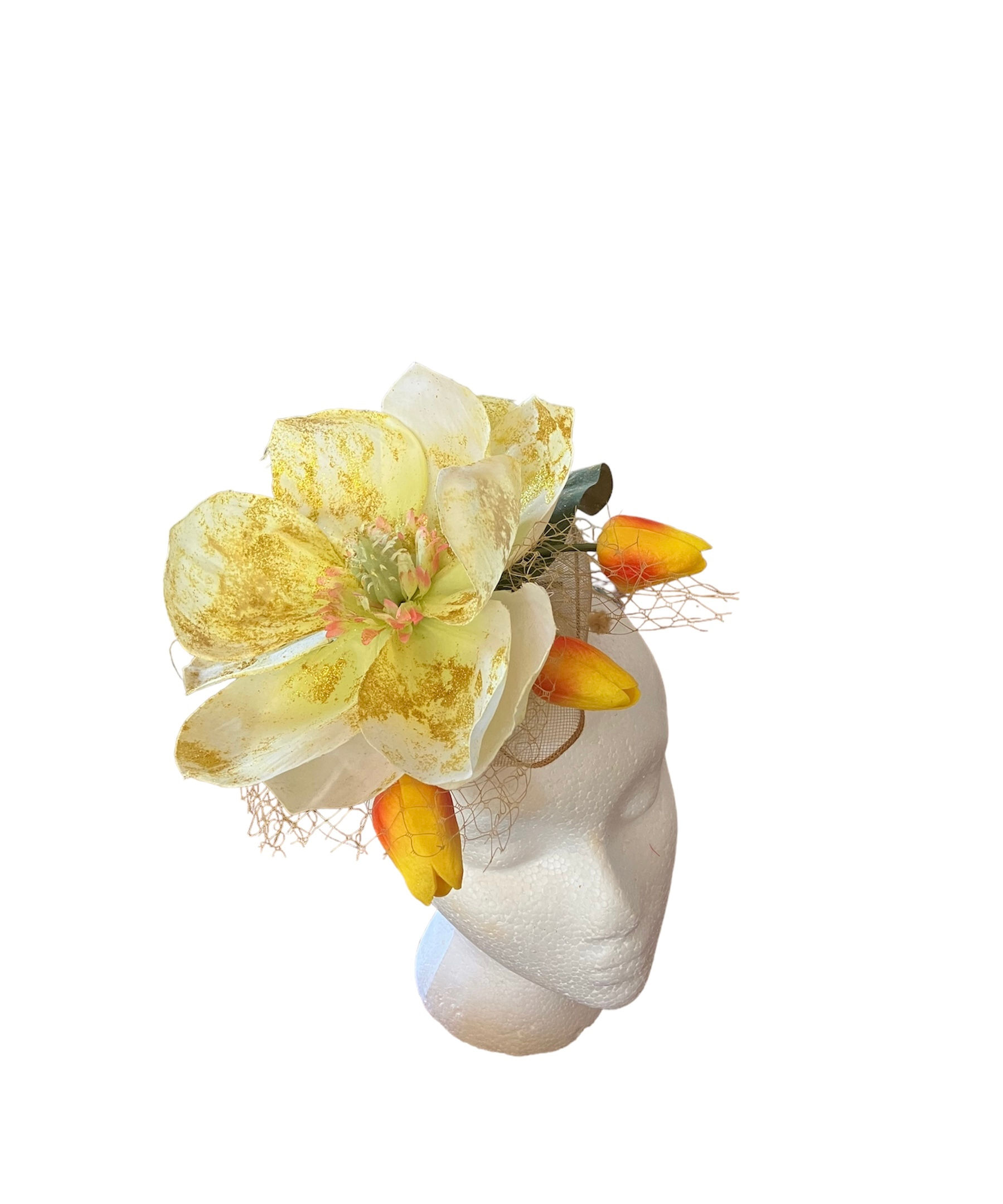 Yellow Orange Tulip Fascinator