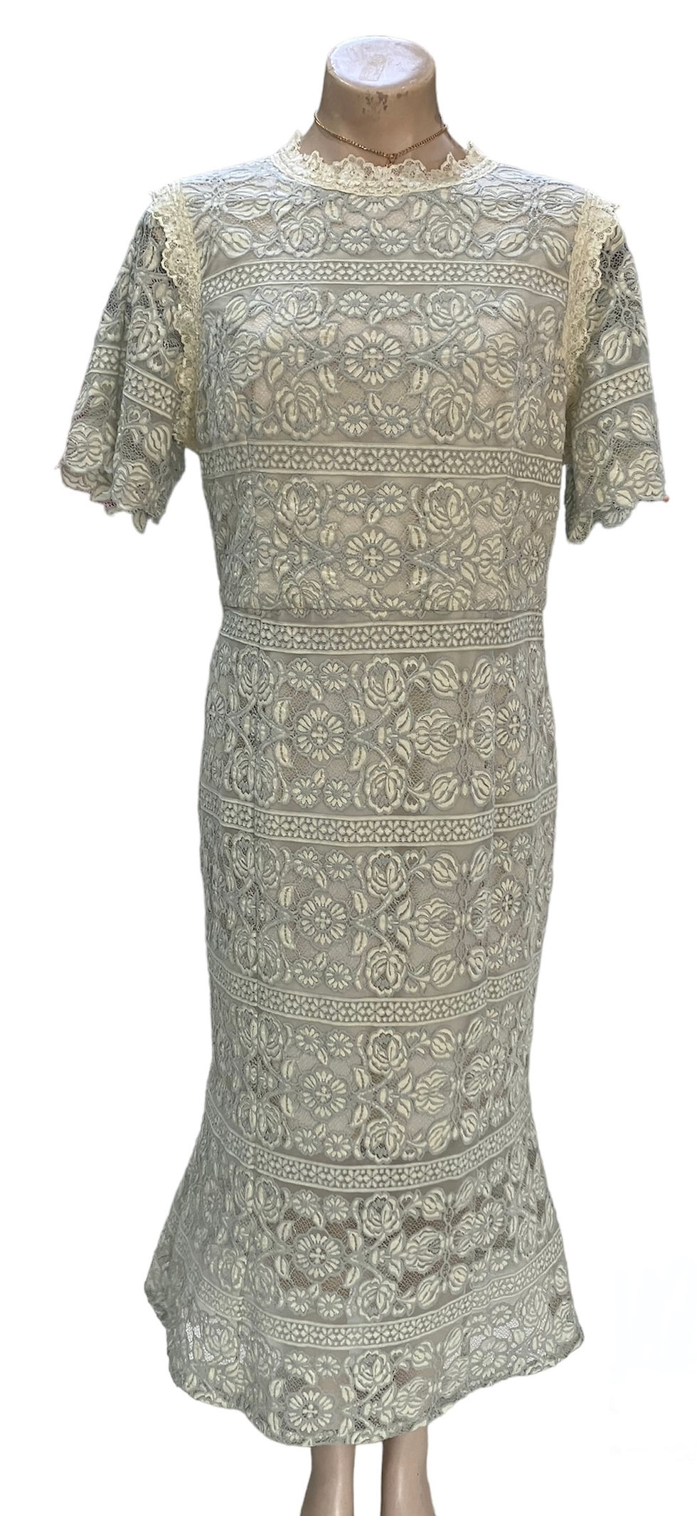 Thumbnail: Elle beige lace midi Dress