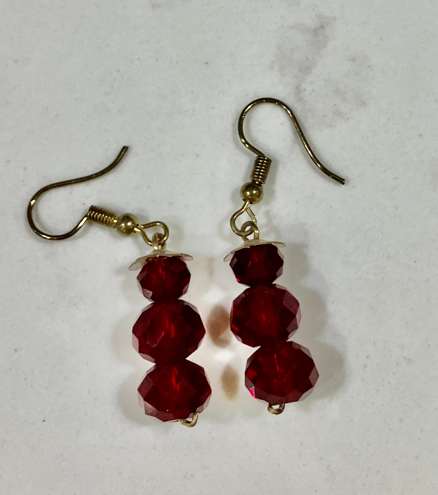 Glass Red Drop Earrings