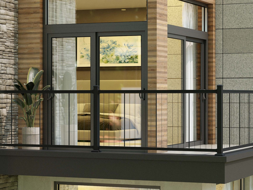 Sleek black Keylink cable railing on a modern balcony, blending structure, precision, and contemporary design.