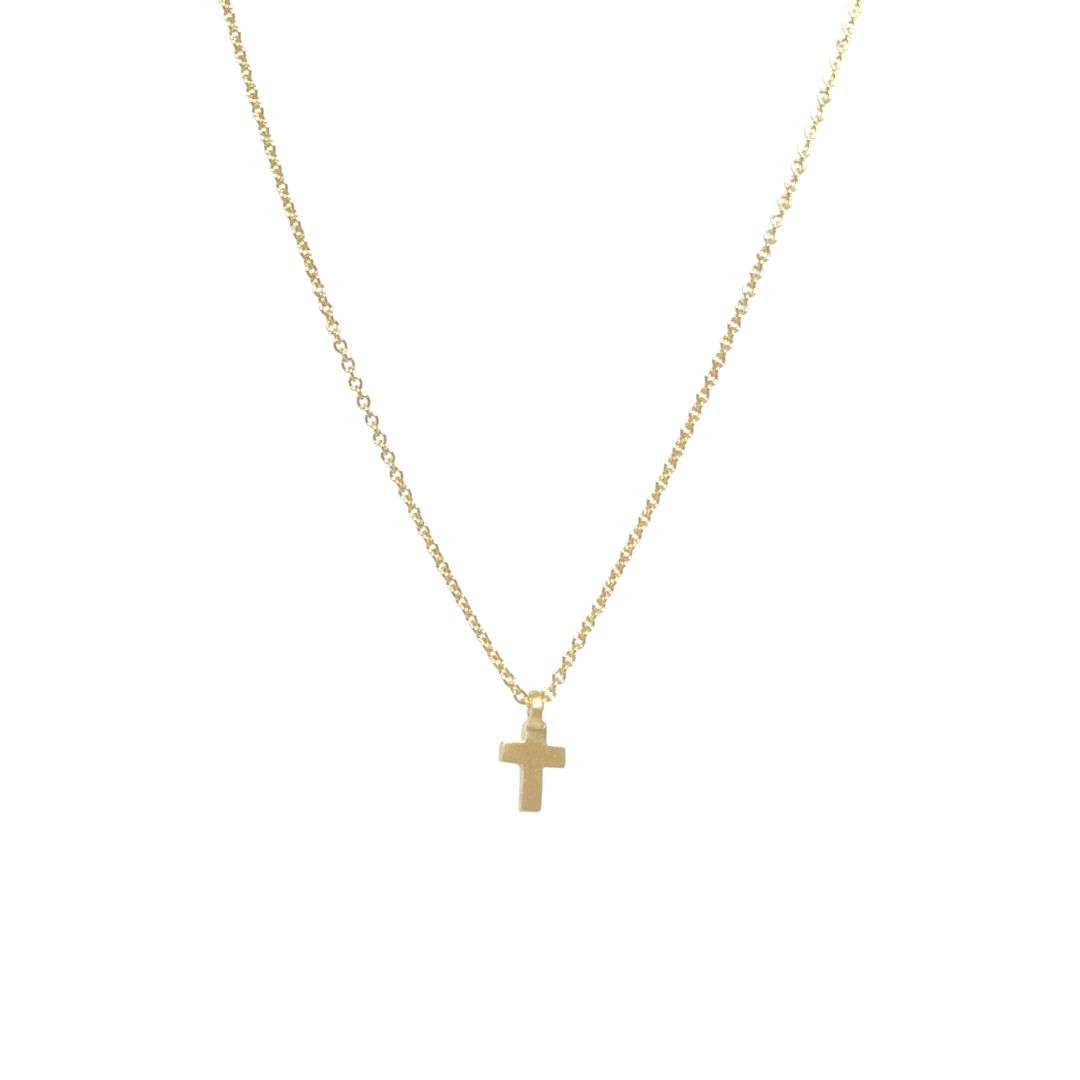 yellow gold 'micro' cross necklace