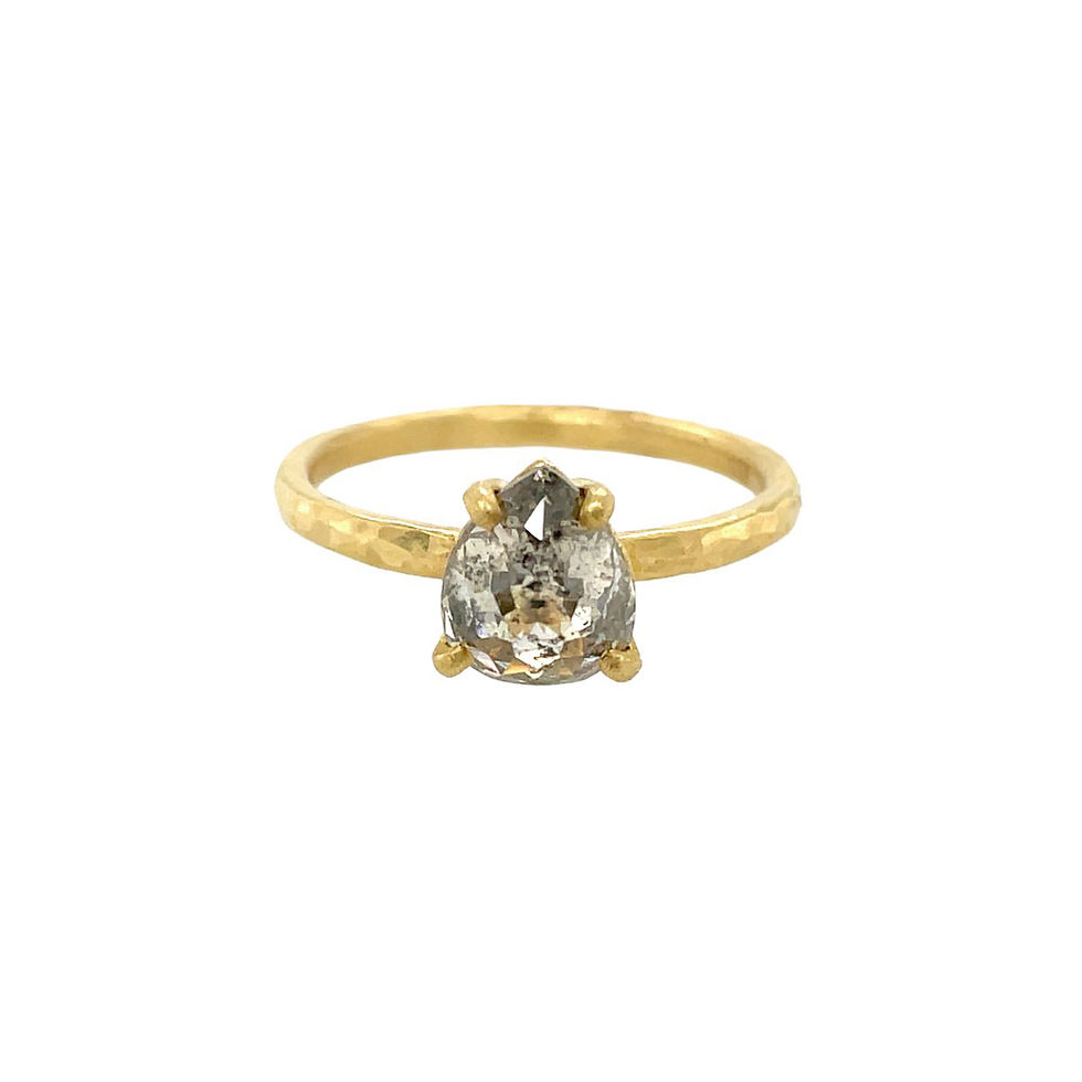 salt and pepper pear shaped diamond ring