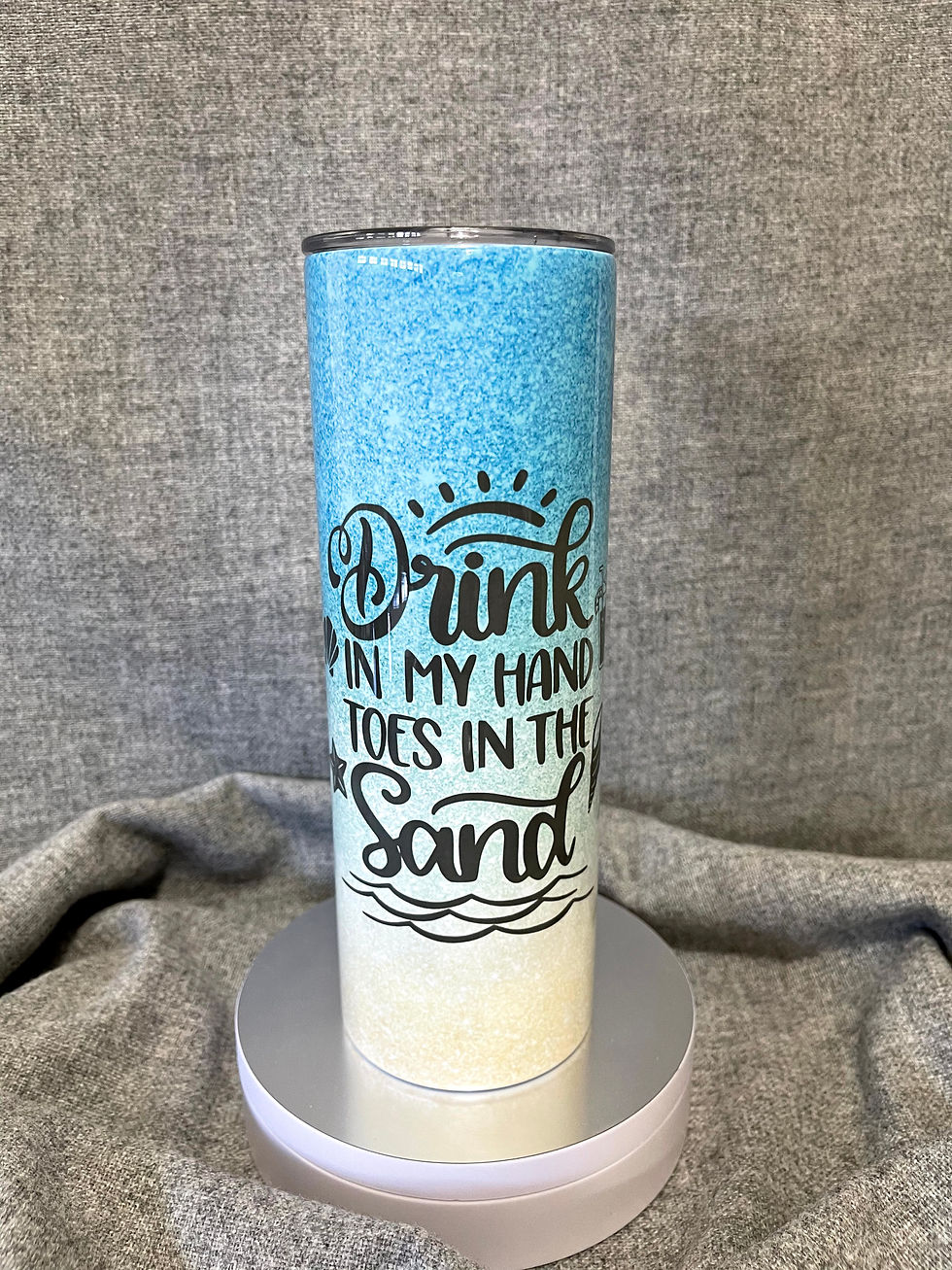 BLUE TO TAN FADE "DRINK IN HAND TOES IN SAND"
