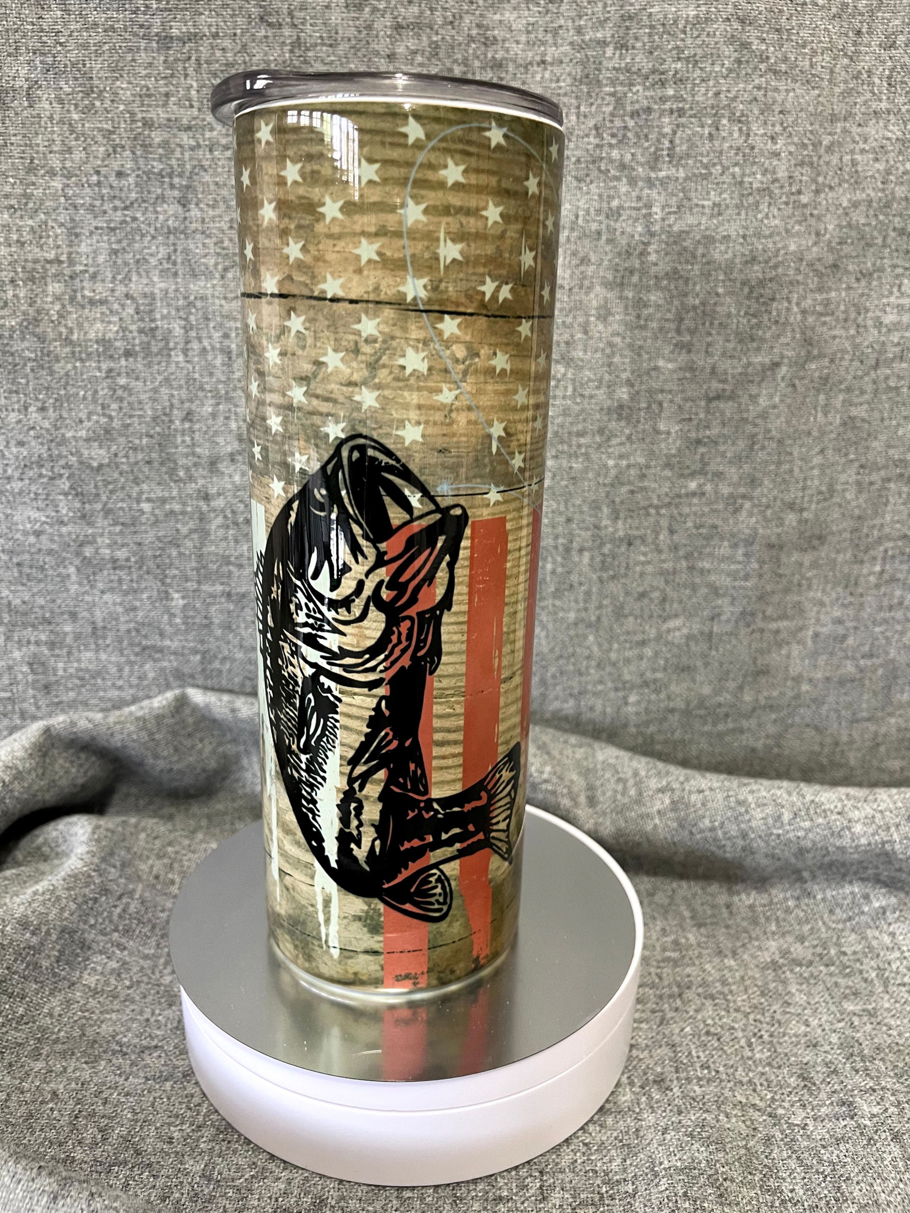 FLAG FISH ON WOOD BCKGRND