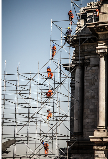 Construction site scaffolding