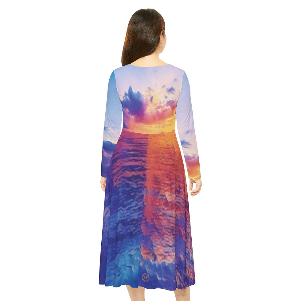 Thumbnail: Caribbean Sunset Women's Long Sleeve Dress 
