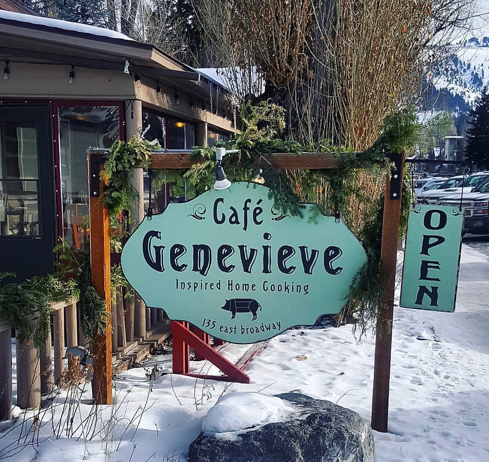 Winter outside of Cafe Genevieve Jackson, WY