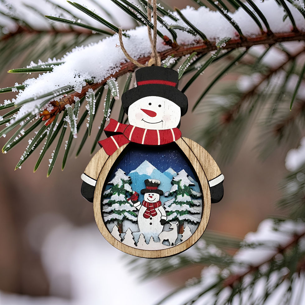 Thumbnail: Unpainted Wood Layered Ornament Set