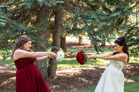 Bride and Maid of Honor Looking at Each Other