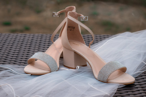 bridal shoes and veil