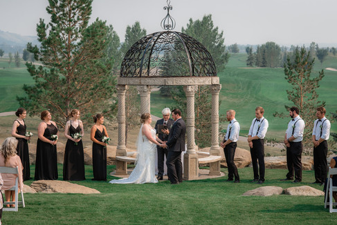 stunning wedding ceremony view at Alberta golf course