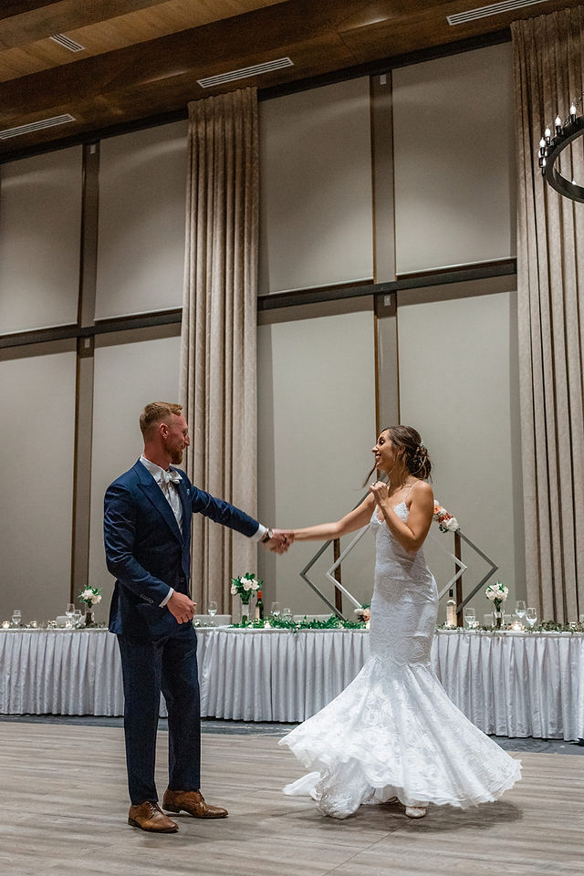 wedding couple at their reception