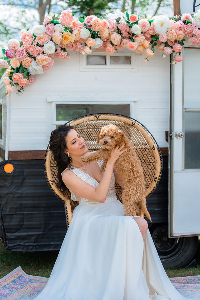 Calgary bridal photo shoot with her dog