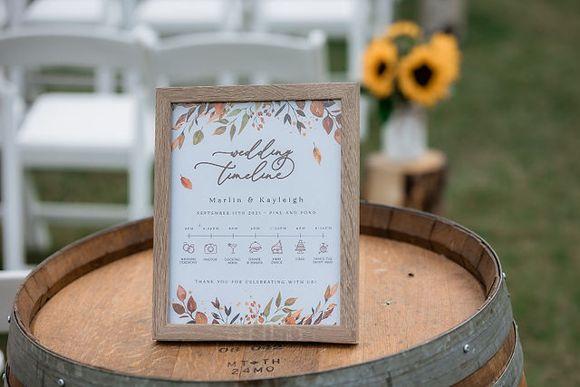 fall wedding timeline sign