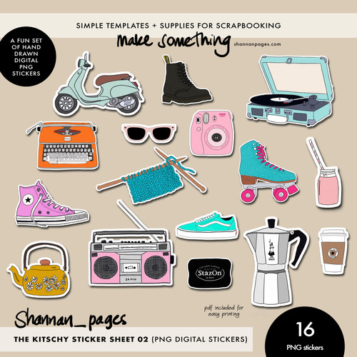 The Kitschy Sticker Set 02 (digital stickers in PDF and PSD Format