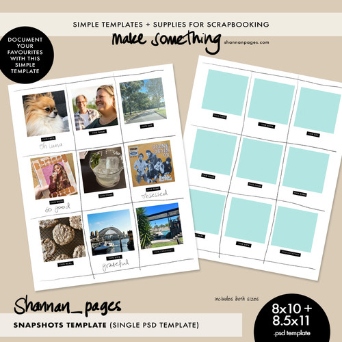 Snapshots Single Template (8x10 and Letter size PSD Template) Shannan Pages