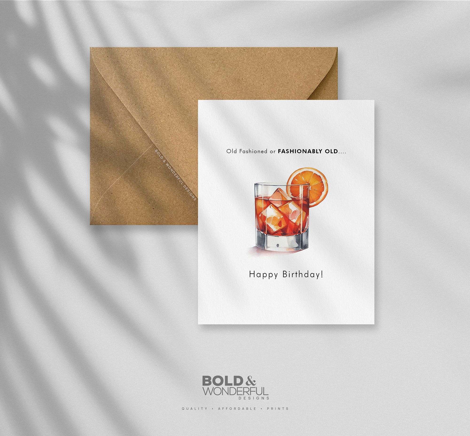 Old Fashioned Negroni Birthday Card