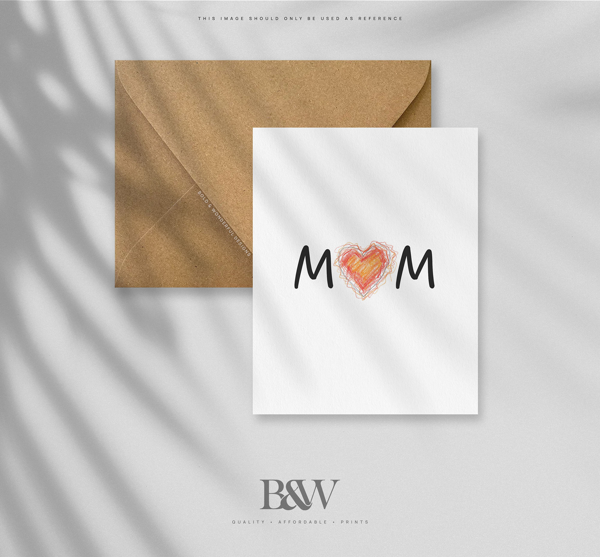 MOM Drawn Heart Mother's Day Card