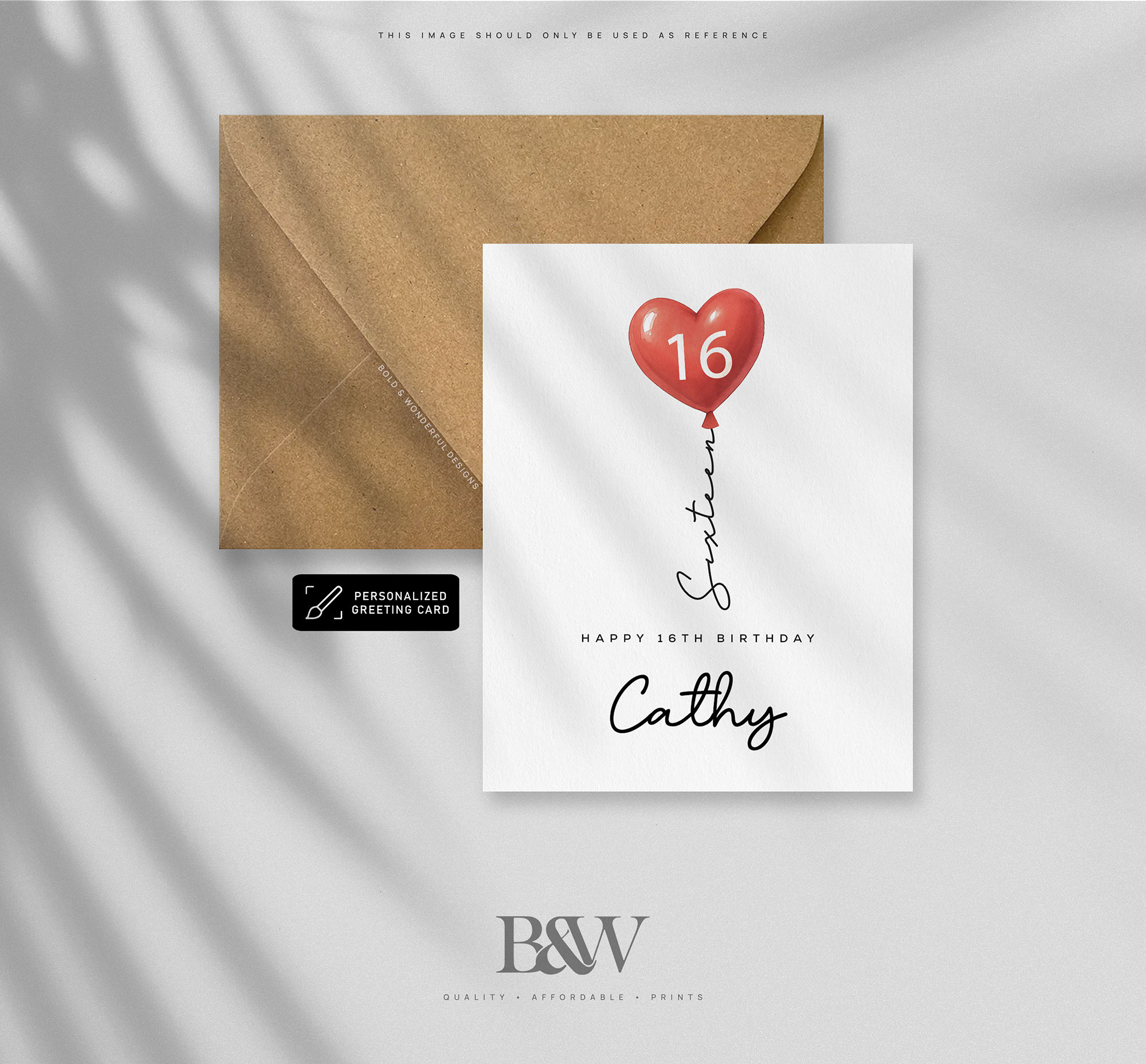 Sweet 16 Heart Balloon Birthday Card