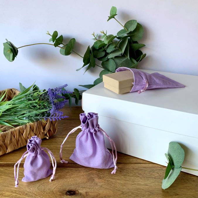 100% Cotton Light Lavender Purple Drawstring Bags Gift/Jewellery ...