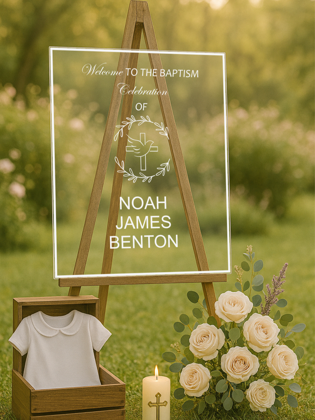 Sacred Acrylic Baptism Welcome Sign