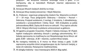 Ogłoszenia duszpasterskie na 2. Niedzielę Wielkiego Postu (01.03.2026)