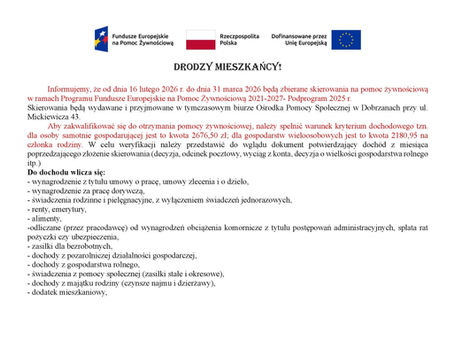 Skierowania na pomoc żywnościową