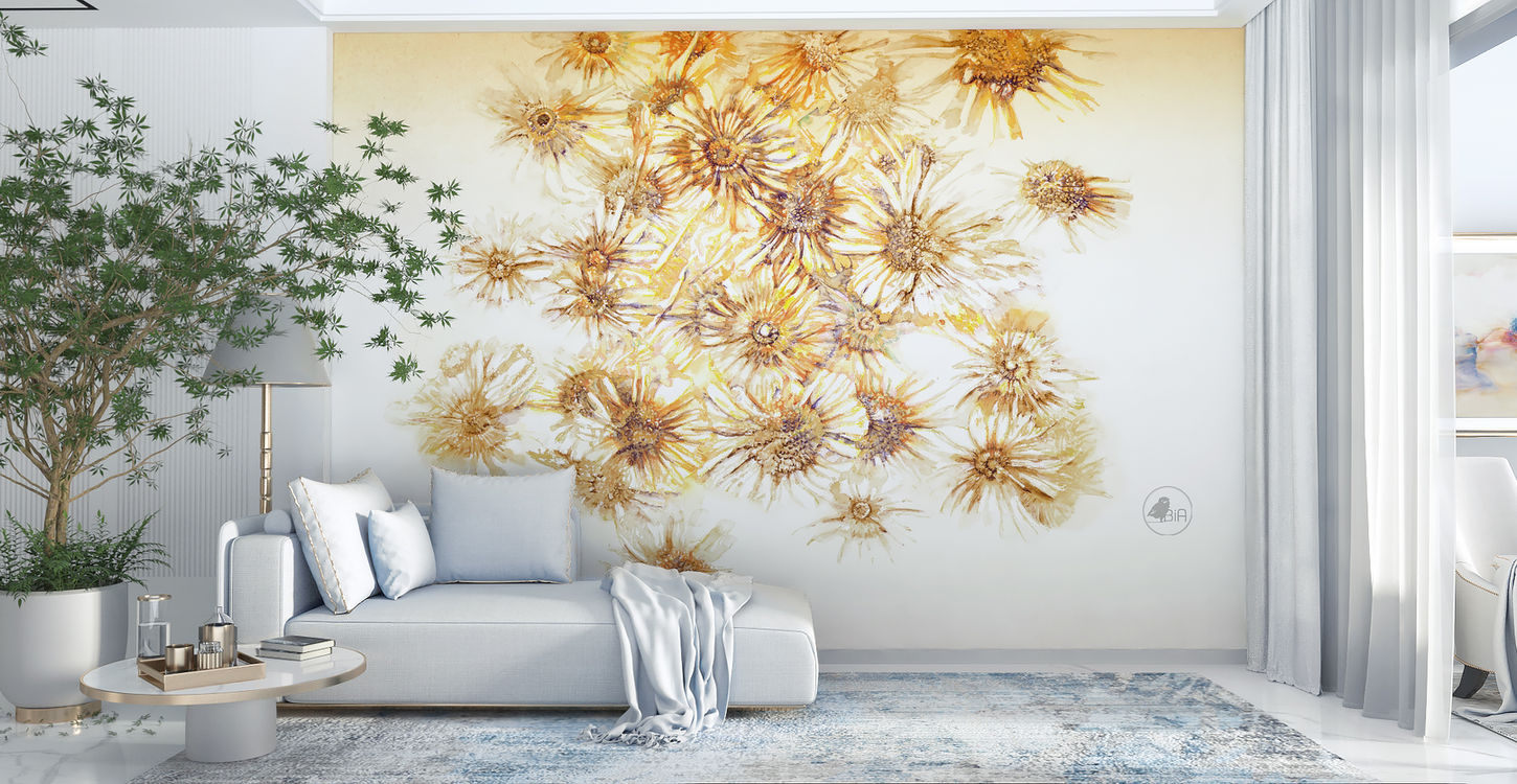 golden flowers floating