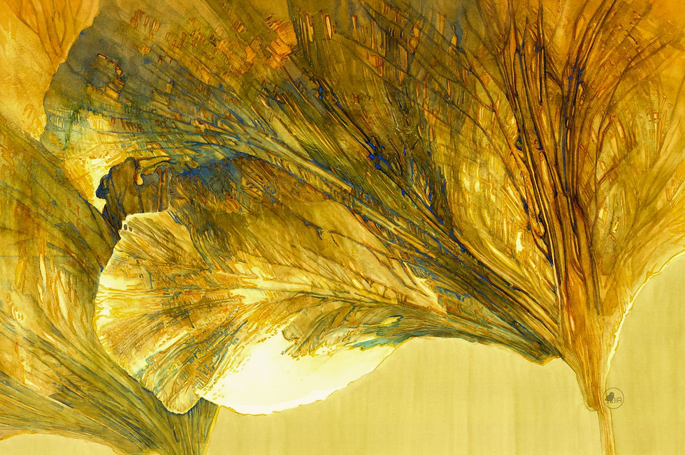 awesome leafy yellow watercolor, art