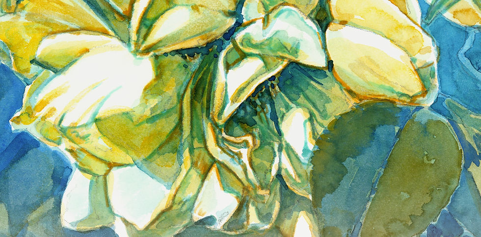 Thumbnail: detail of fresh yellow and green serene roses painting, home-decor