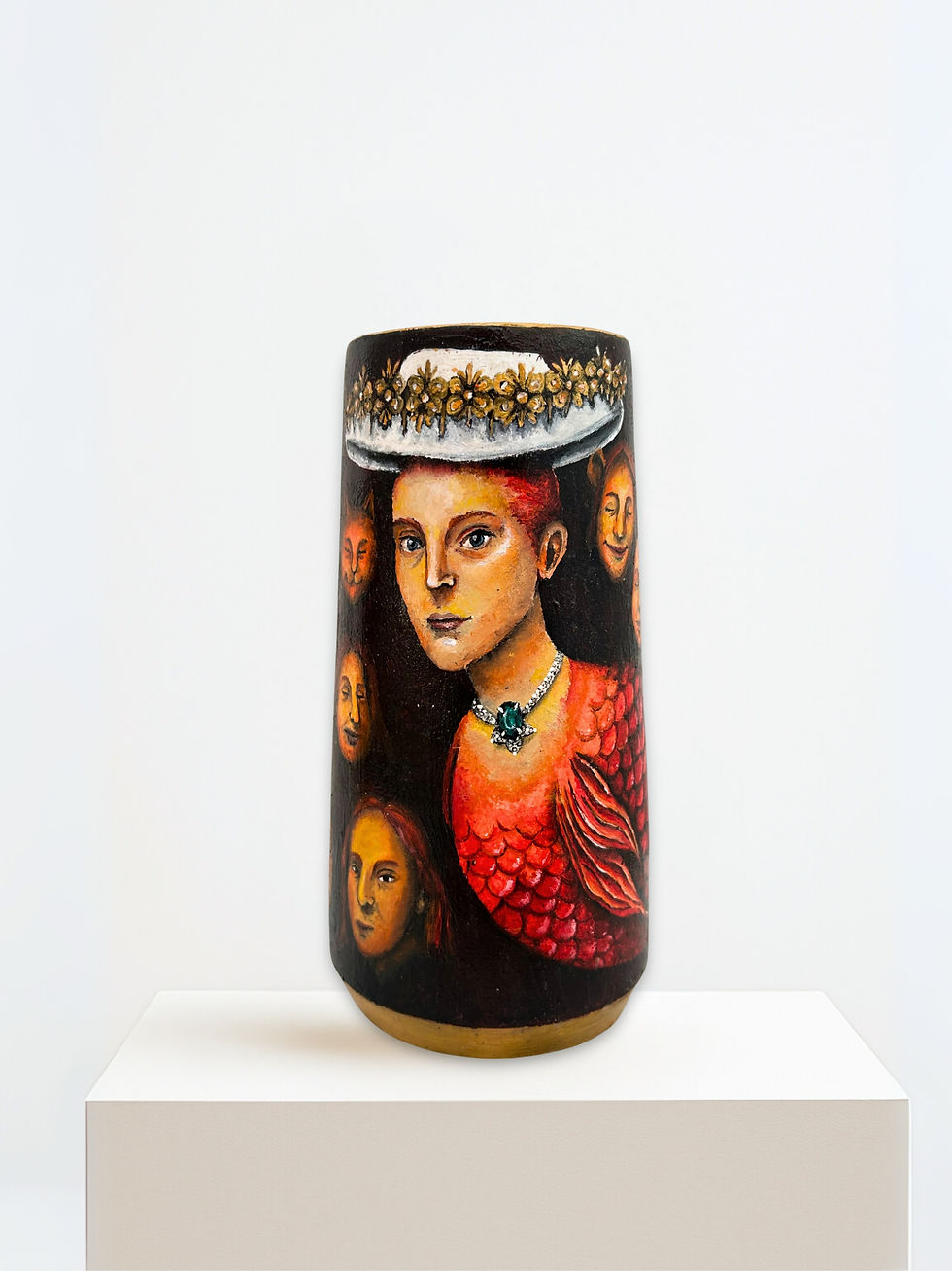 Thumbnail: Front view of Too Much to be Understood vase, Groa Series 01/6, hand-painted concrete artwork