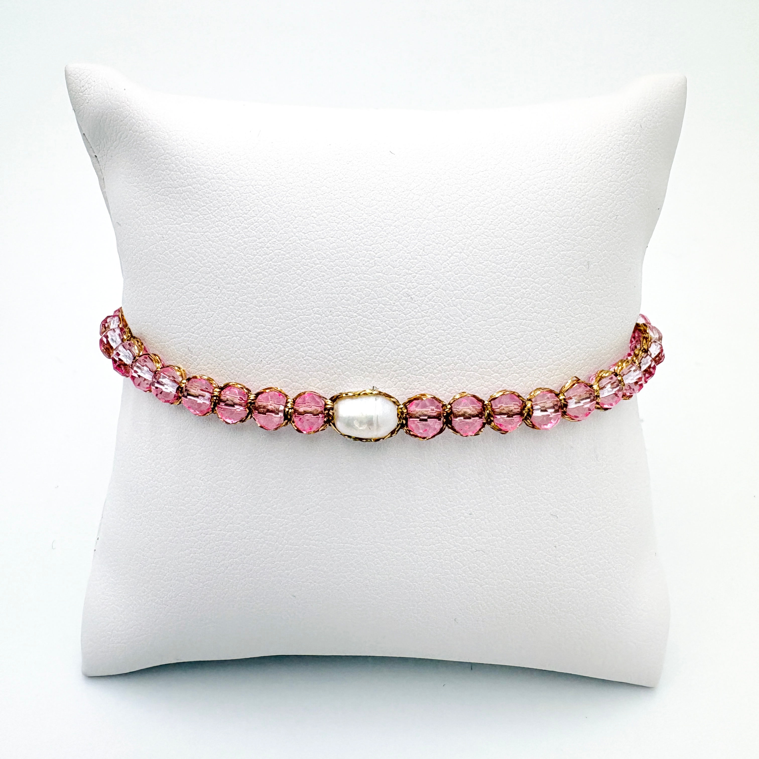 Bracelet 1 Rang Pivoine Cristal Perle