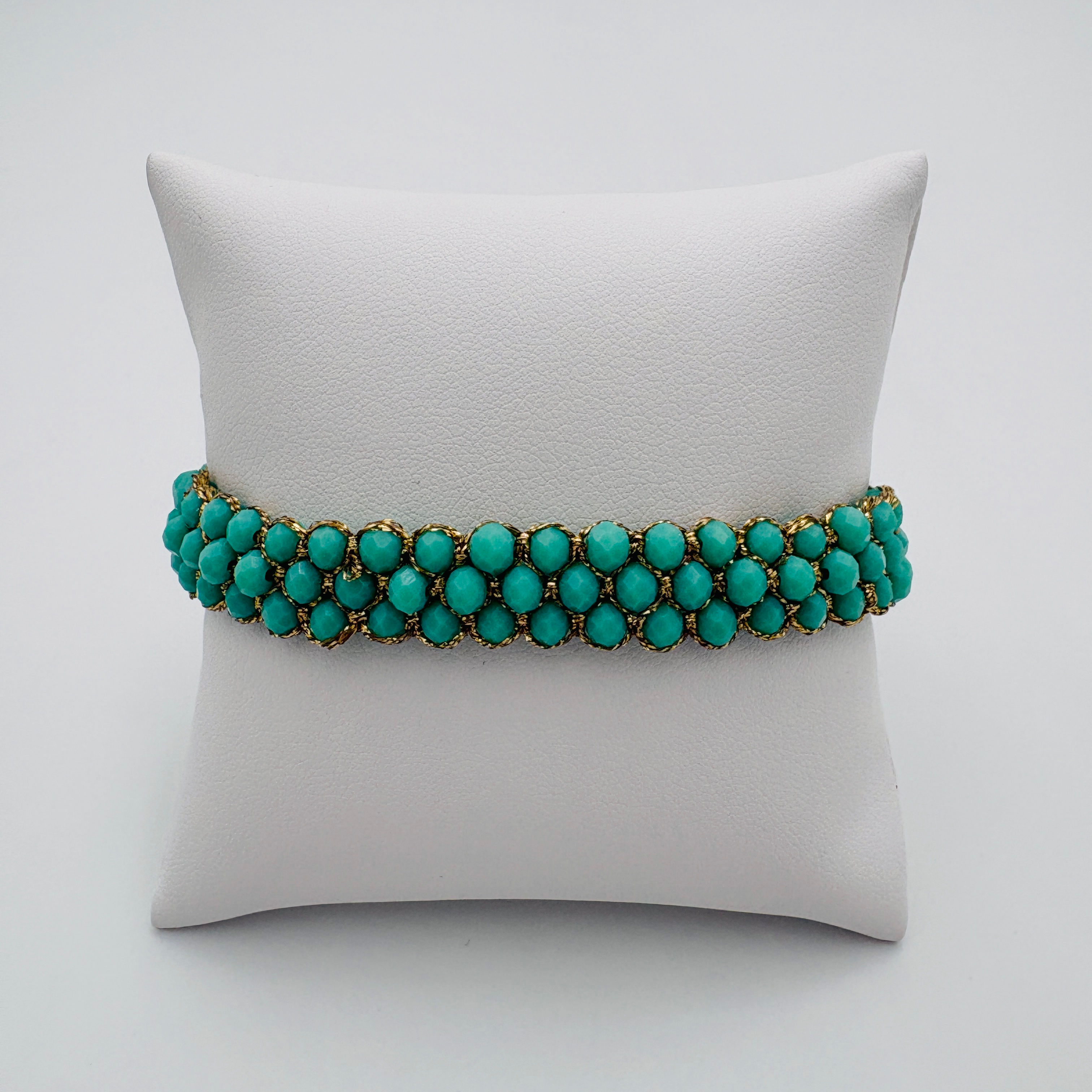 Bracelet 3 Rangs Aquamarine Gold