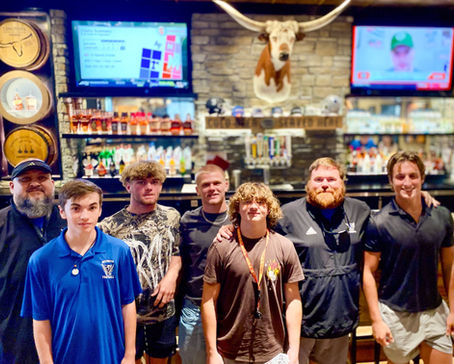 Football players at Restaurant